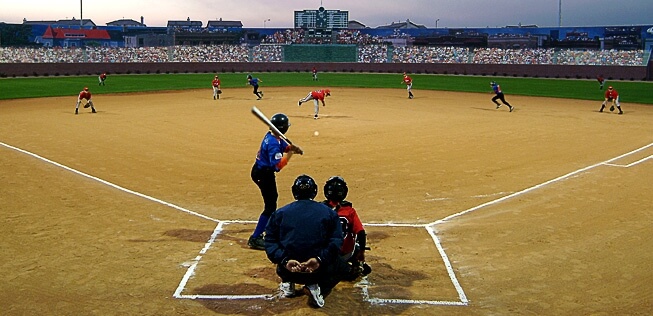 Team playing baseball on a field