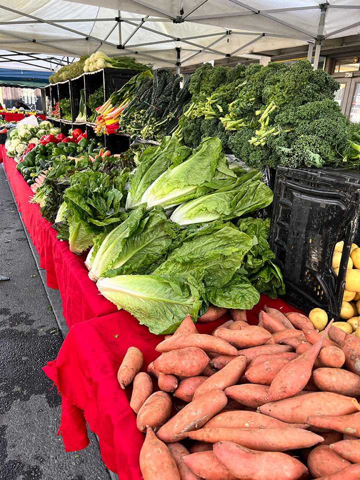 Line of vegetables at a market