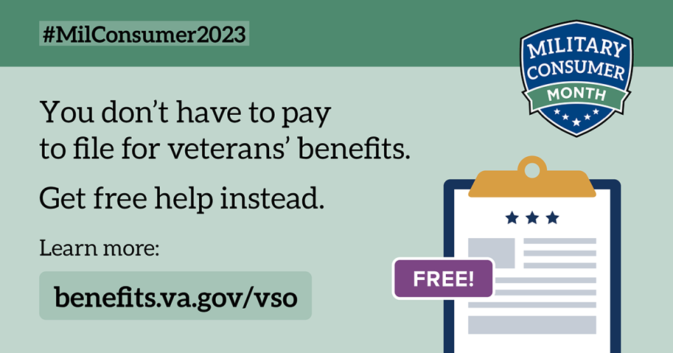 You don't have to pay to file for Veterans' benefits
