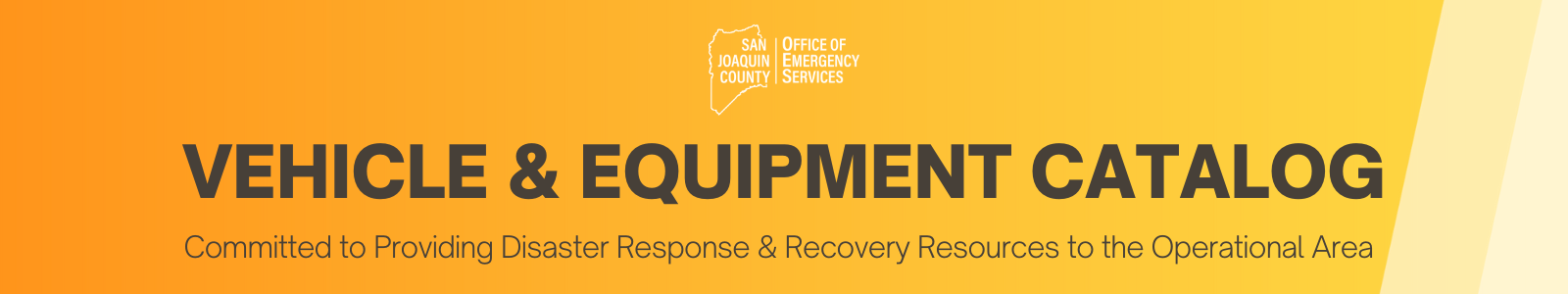 Orange gradient background with text overlay of Vehicle & Equipment  catalogue