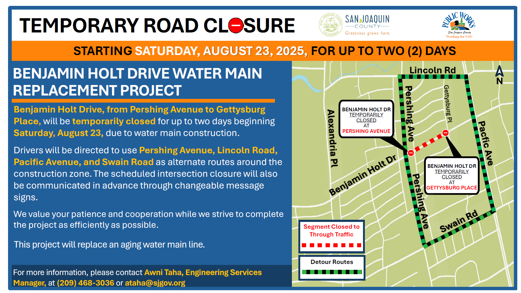 Benjamin Holt Drive Water Main Replacement Project